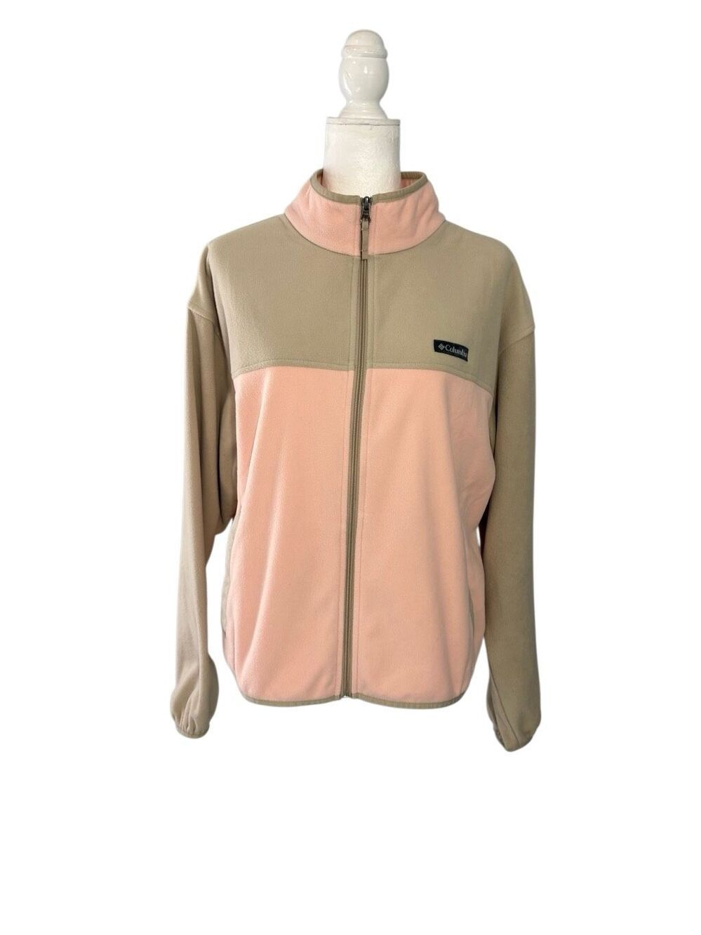 Columbia full zip fleece jacket in tan and peach - L